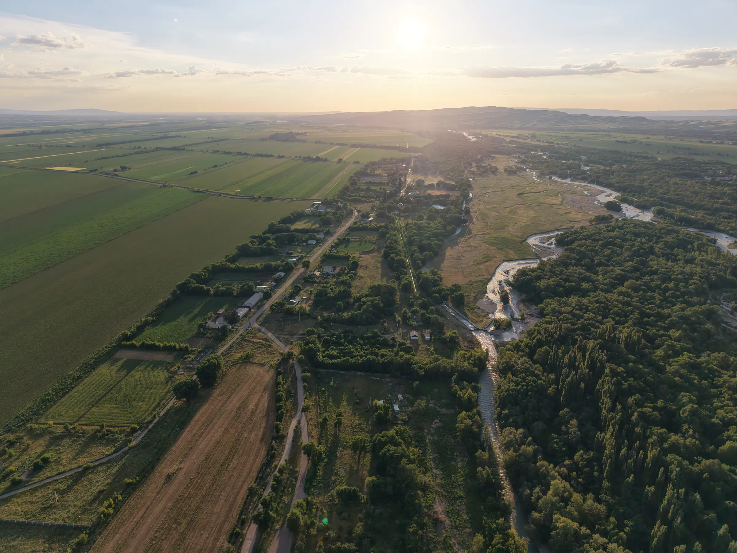 Sunrise over the valley and river where the center sits